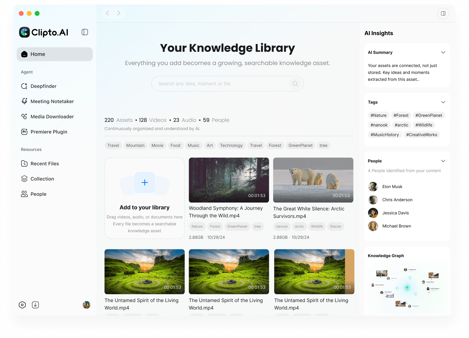 Clipto media asset library interface