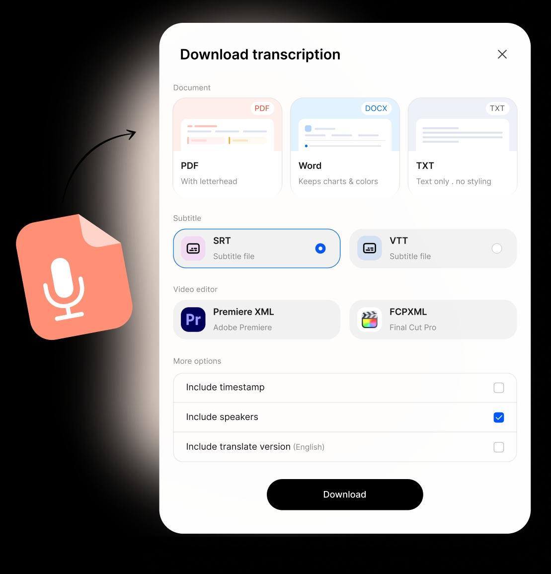 Feature - Export Audio Transcripts